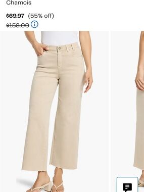 Nic + Zoe Weekend Raw Hem Mid Rise Ankle Wide Leg Jeans - cream